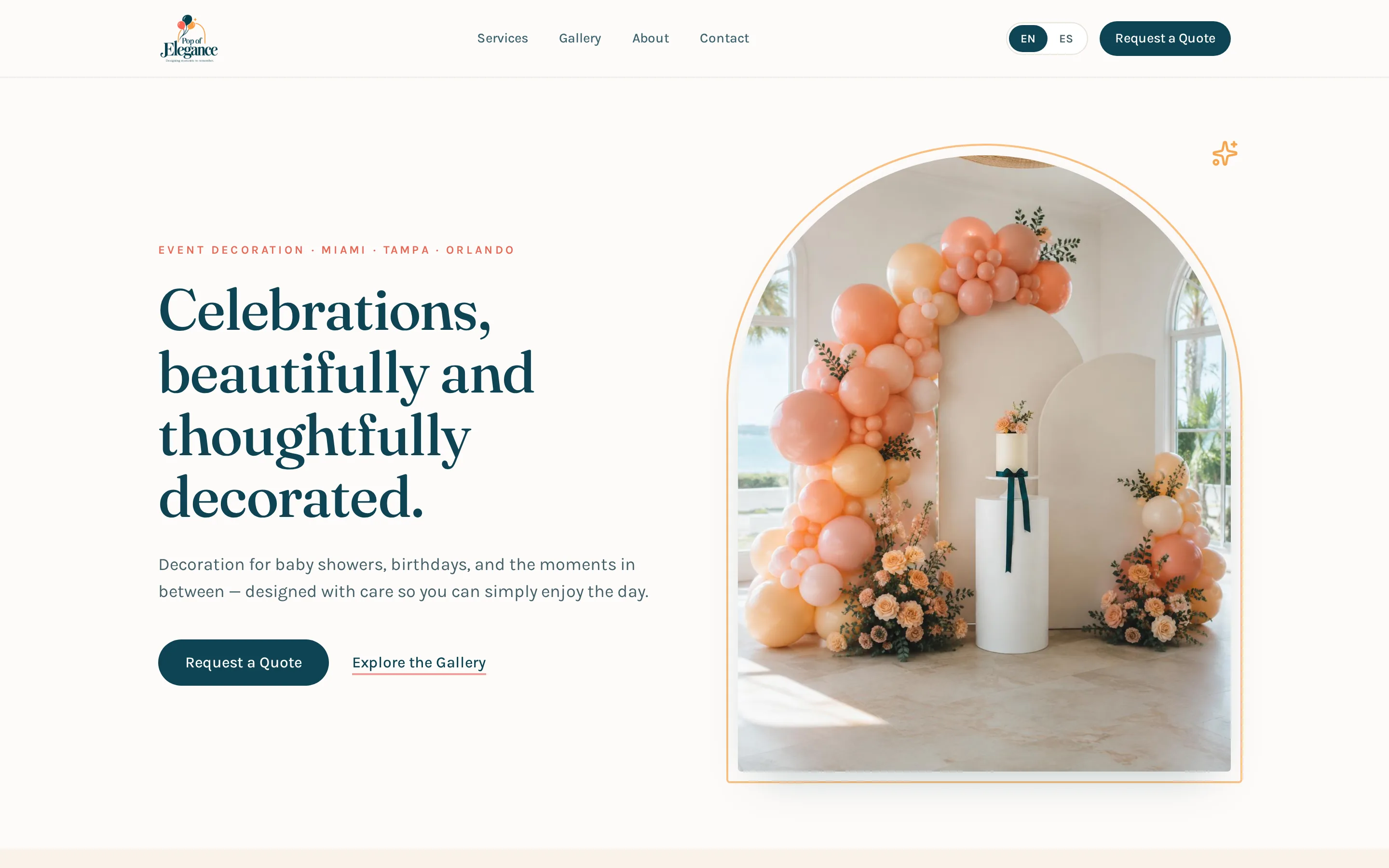 Pop of Elegance website homepage
