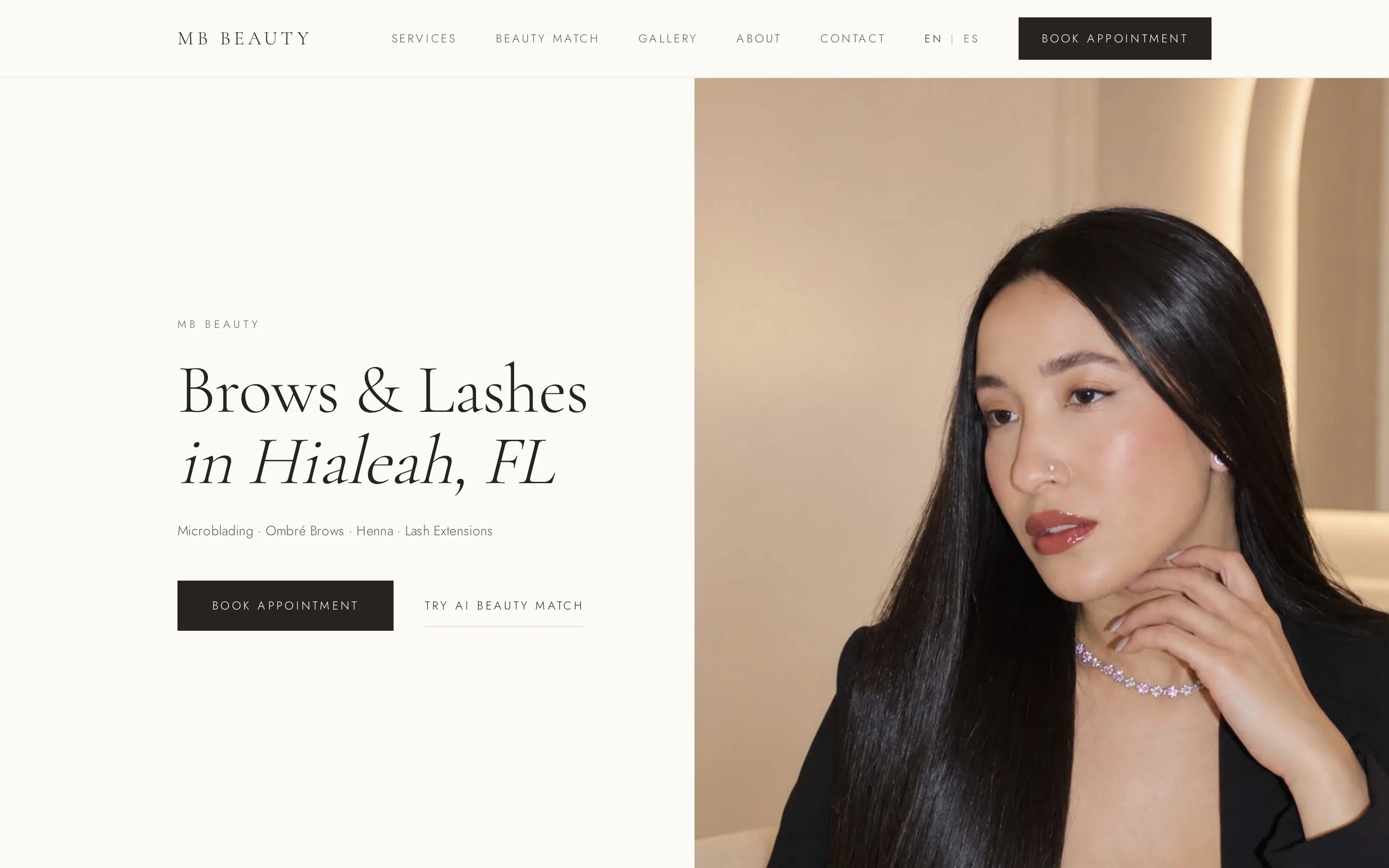 MB Beauty website homepage